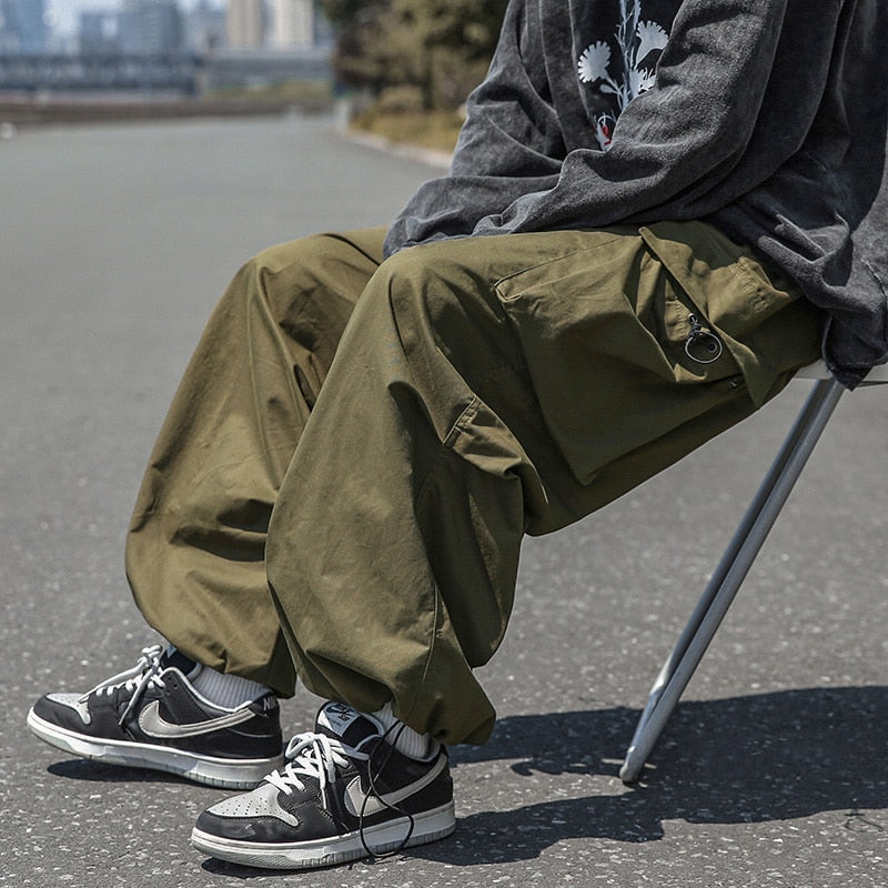 Straight Elastic Ankle Style Baggy Pants ,  - Streetwear Pants - Slick Street