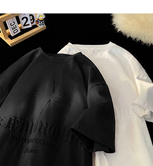 No Hard Feelings Star Polygons Embossed T-shirt , - Streetwear T-Shirts - Slick Street