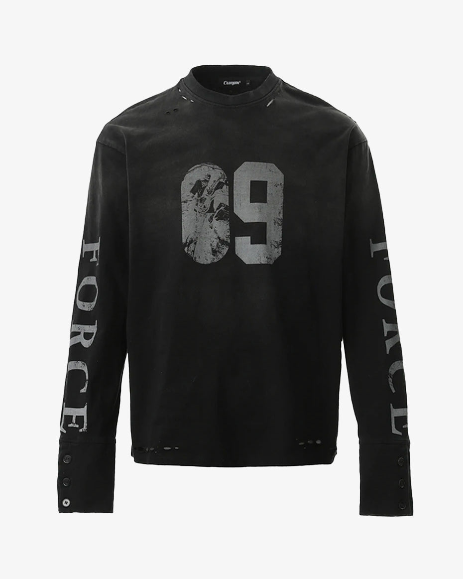 Force 09 Graphic Long Sleeve Tee Black, S - Streetwear T-Shirts - Slick Street