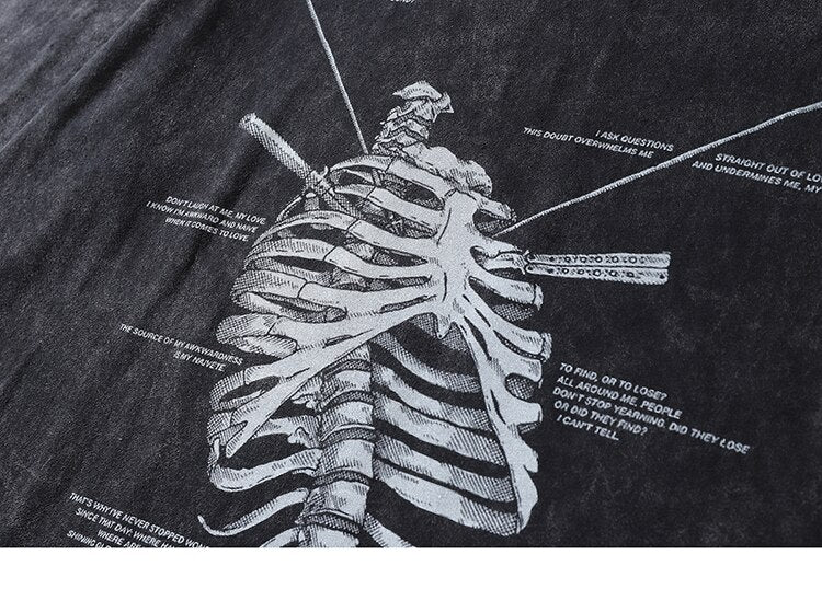 Charcoal The sternum Diagram T-Shirt , - Streetwear T-Shirts - Slick Street