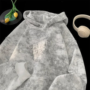 Tie-Dye Kangaroo Pocket Pullover Hoodie White, XS - Streetwear Hoodie - Slick Street