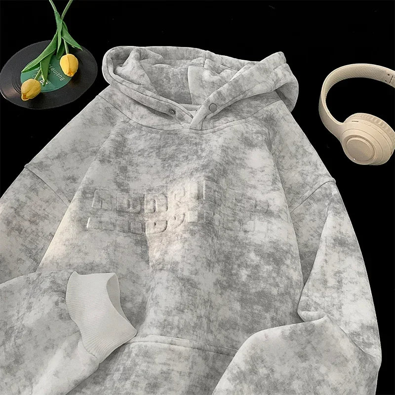 Tie-Dye Kangaroo Pocket Pullover Hoodie White, XS - Streetwear Hoodie - Slick Street