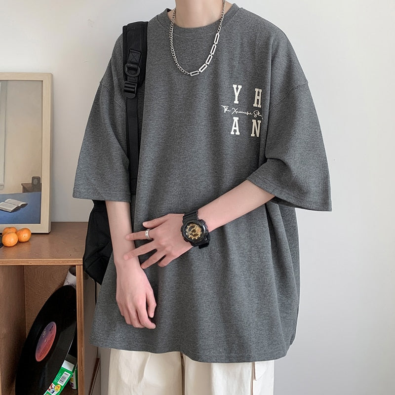 YUEHANANNA Double Shaded Star Graphic T-Shirt Dark Grey, M - Streetwear T-Shirt - Slick Street