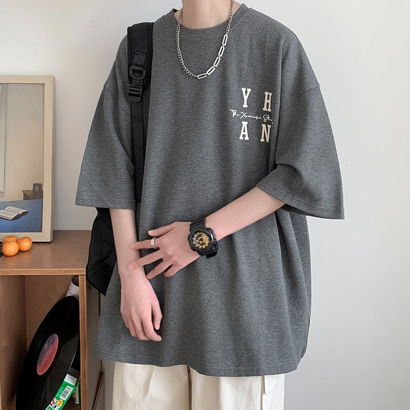 YUEHANANNA Double Shaded Star Graphic T-Shirt Dark Grey, M - Streetwear T-Shirts - Slick Street