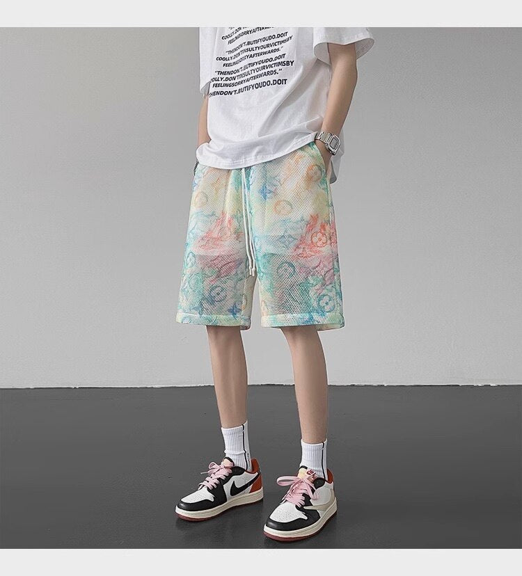 X-Color Tie-dye Mesh Shorts ,  - Streetwear Shorts - Slick Street