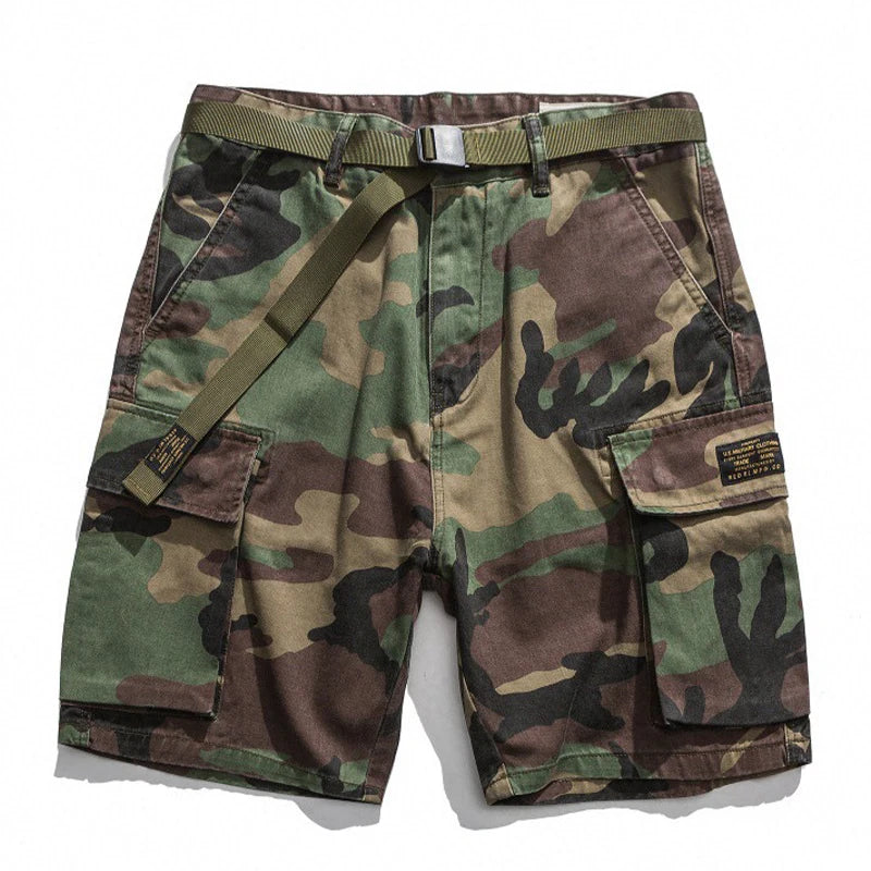 Camouflage Army Combat Style Shorts Green Camouflage, S - Streetwear Shorts - Slick Street