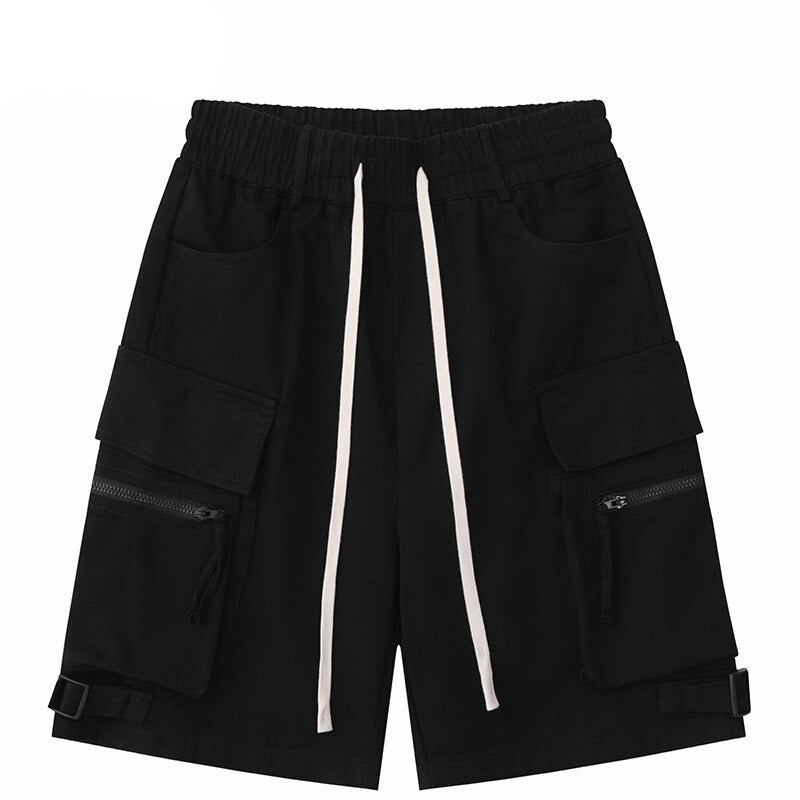 Darkwear Multiple Cargo Buckles Pockets Shorts