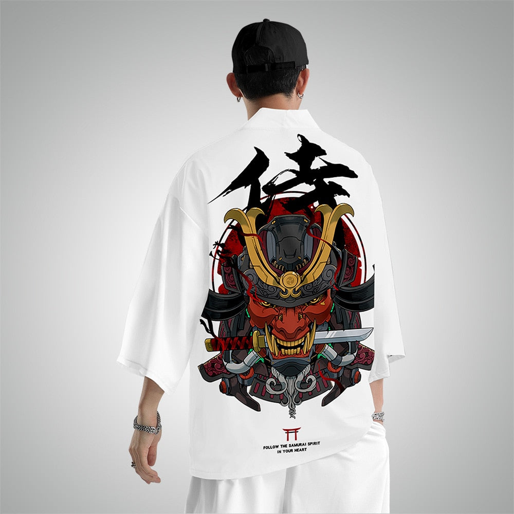 Demon Samurai Warrior With Knife T-Shirt , - Streetwear T-Shirts - Slick Street