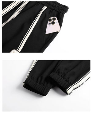 Side Stripe Design Ankle Length Pants ,  - Streetwear Pants - Slick Street