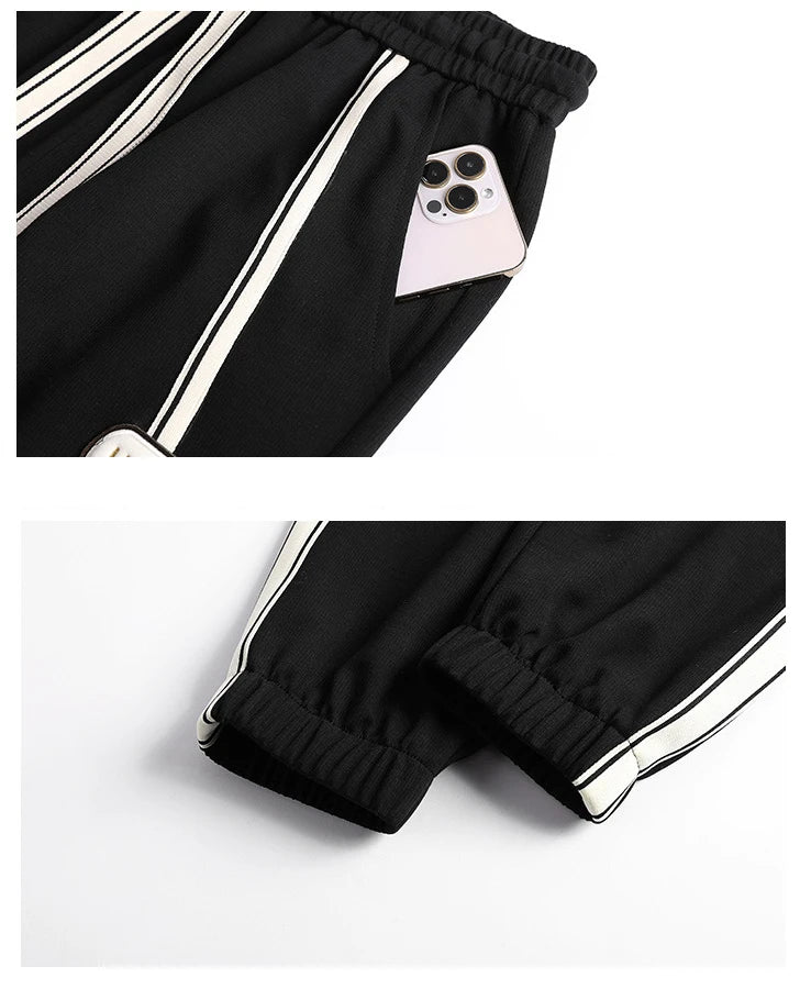 Side Stripe Design Ankle Length Pants ,  - Streetwear Pants - Slick Street