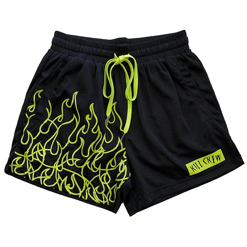 Hot Rod Fire Flame Pattern Shorts ,  - Streetwear Shorts - Slick Street