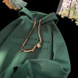 Drawstring Wednesday Embossed Letters Hoodie Dark Green, XS - Streetwear Hoodie - Slick Street