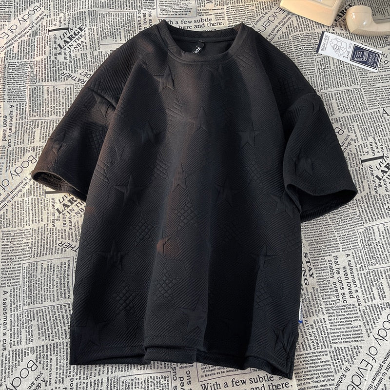 Youth Club Star Foaming Knitted T-Shirts Black, M - Streetwear T-Shirt - Slick Street