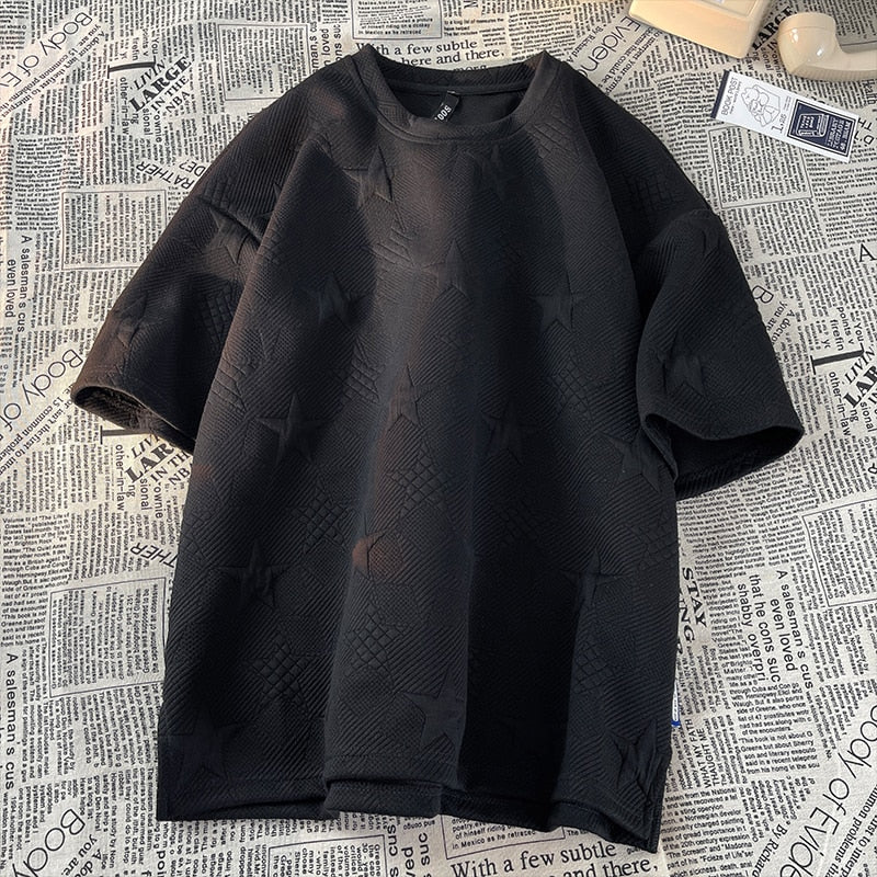 Youth Club Star Foaming Knitted T-Shirts Black, M - Streetwear T-Shirts - Slick Street