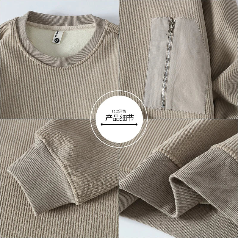 Zipper Pocket Design Pullover Sweater , - Streetwear Sweater - Slick Street