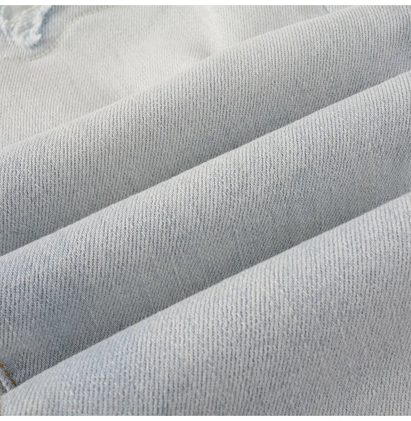 Pale Blue Cracked Pleated Pants , - Streetwear Pants - Slick Street