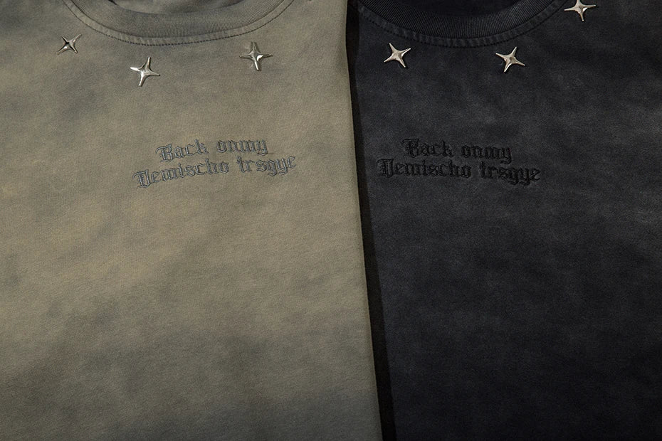 Tie-Die Metal Star Ripped T-Shirt , - Streetwear T-Shirt - Slick Street
