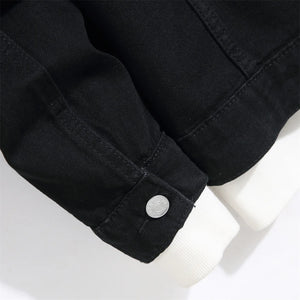 Distressed Denim Black Jacket ,  - Streetwear Jacket - Slick Street