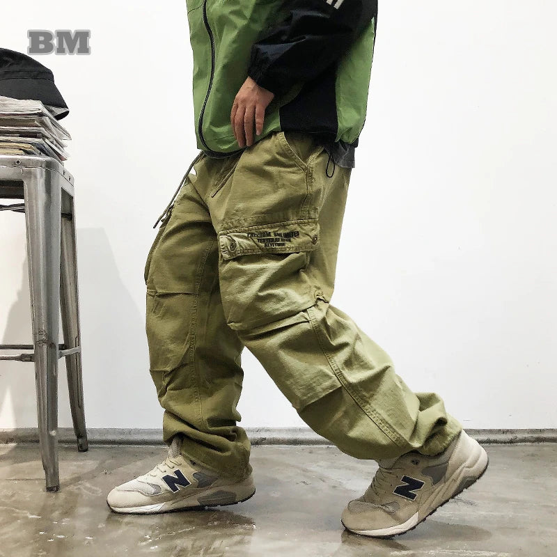 Tactical Straight Leg Elastic Waist Pants , - Streetwear Pants - Slick Street