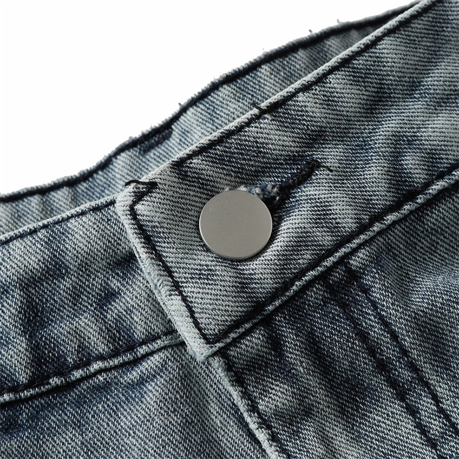 Denim Blue Ripped Baggy Pants , - Streetwear Pants - Slick Street