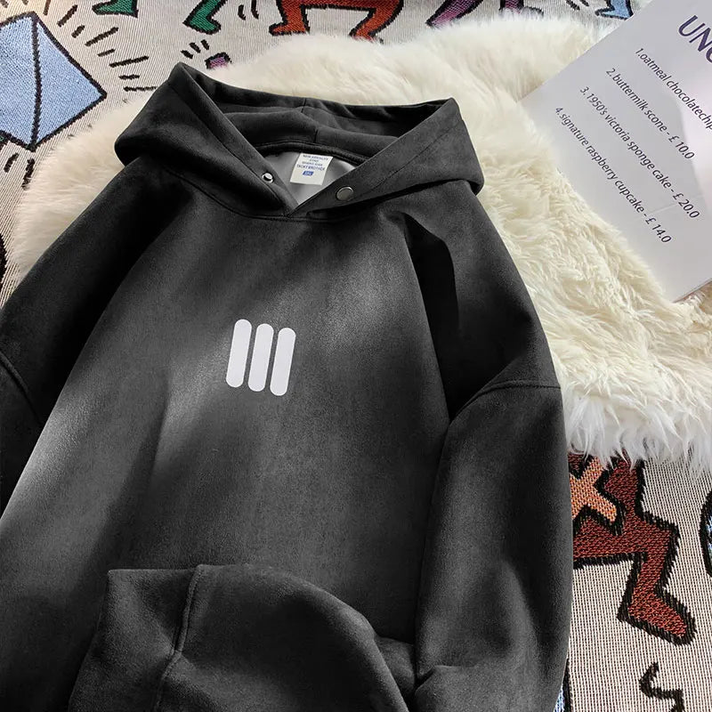 Glyph Vertical Bar Suede Hoodie , - Streetwear Hoodie - Slick Street