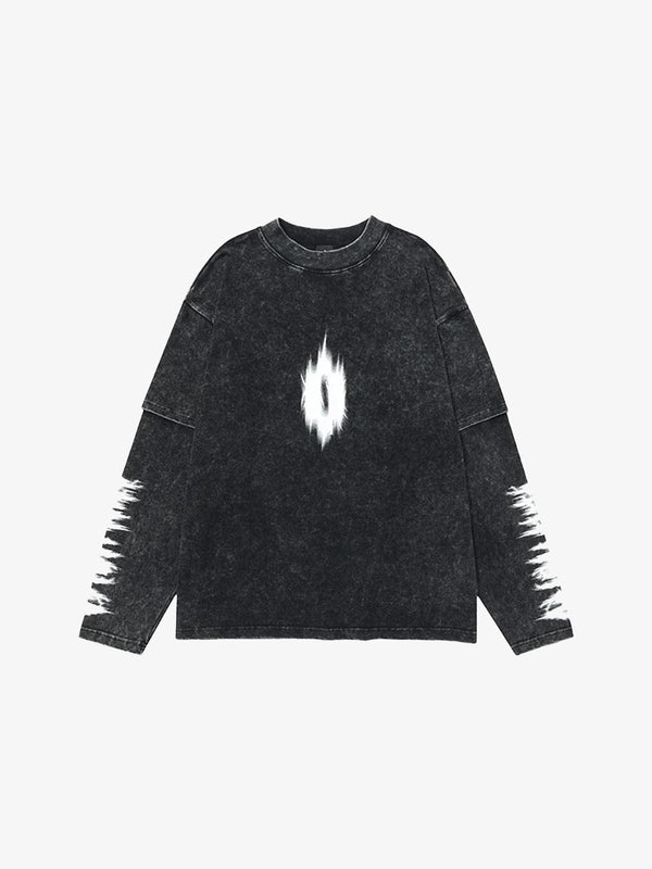Coal Black Snowflake Sleeve Long Sleeve Shirt , - Streetwear Shirt - Slick Street