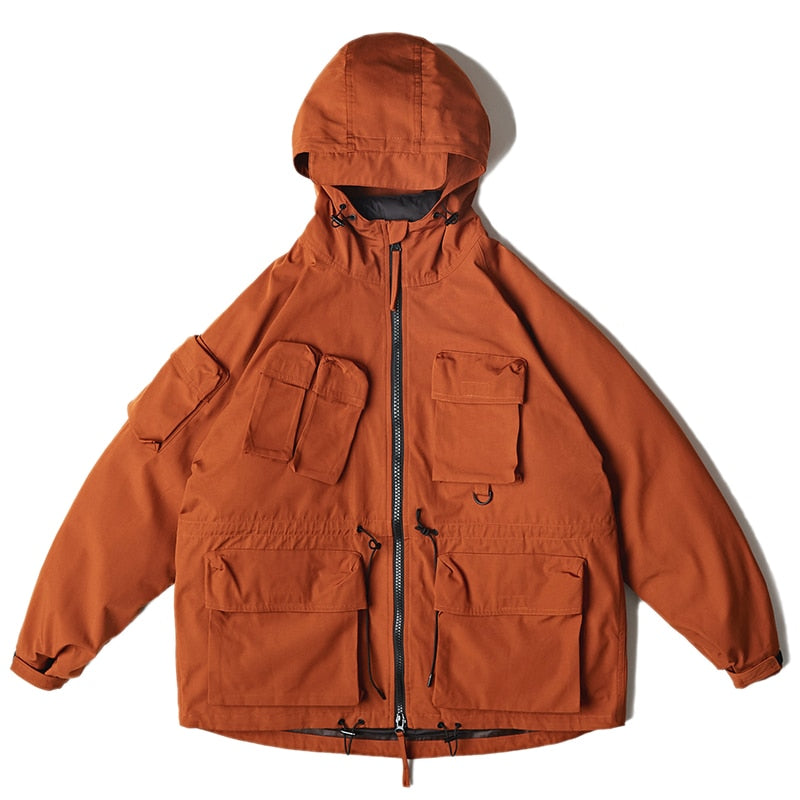 New Heights VA1 Hiking Multi-Pocket Puffer Jacket Orange, XS - Streetwear Jacket - Slick Street