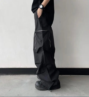 Large Knee Pocket Baggy Pants , - Streetwear Pants - Slick Street