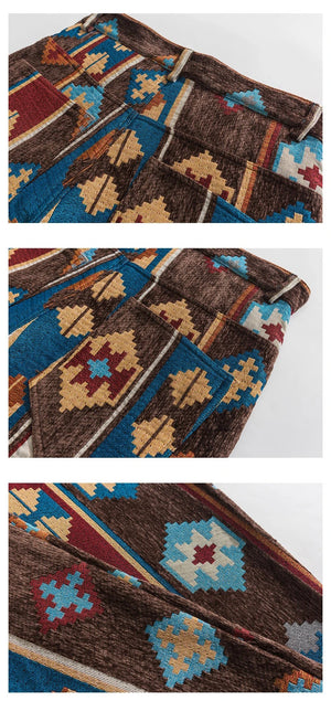 Geometric Retro Ethnic Style Pants ,  - Streetwear Pants - Slick Street