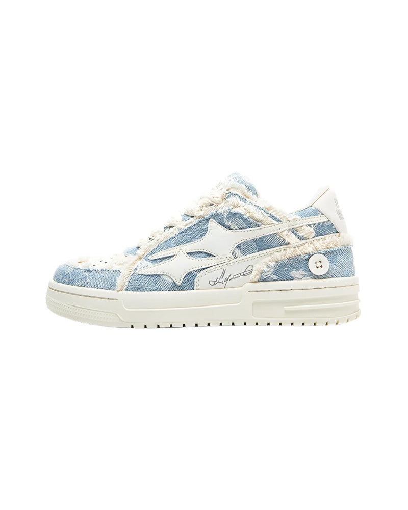 Broken Stars Sneakers - Indigo Blue , - Streetwear Shoes - Slick Street
