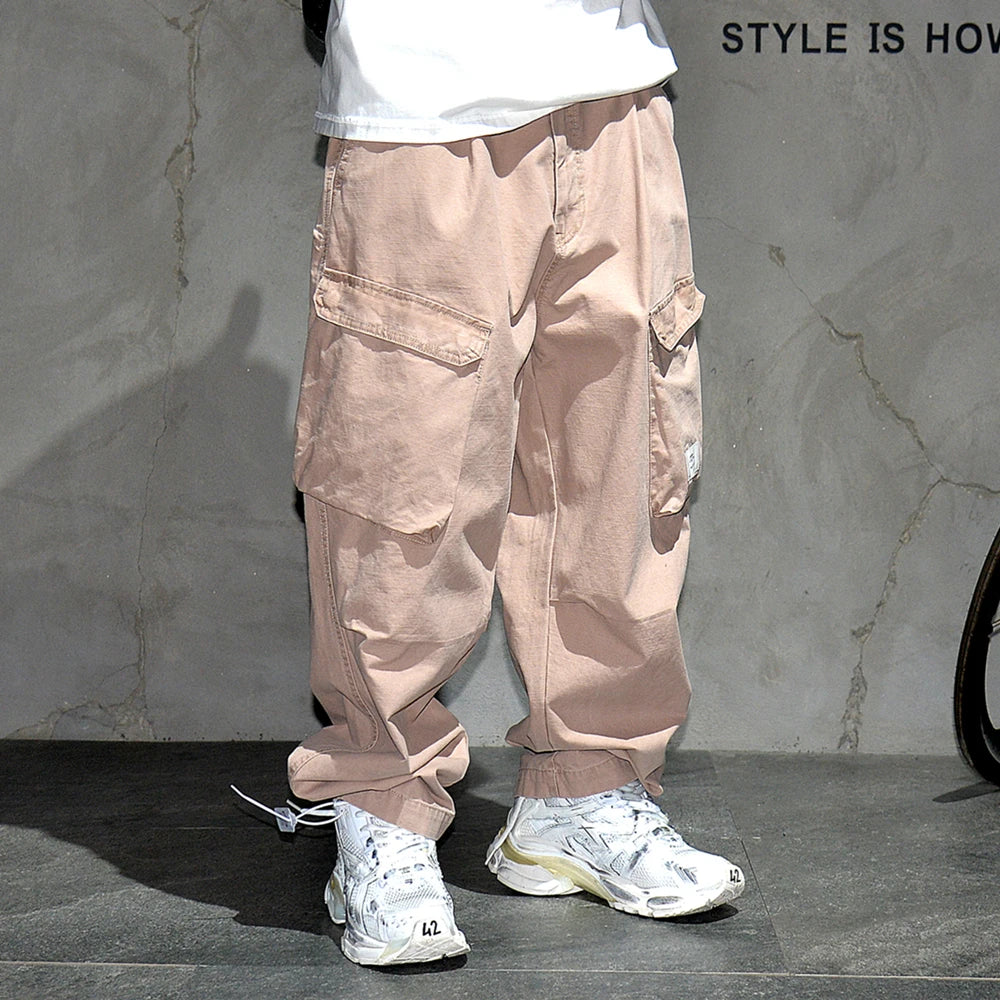 Ankle Length Baggy Cargo Pants Pink, XXS - Streetwear Pants - Slick Street