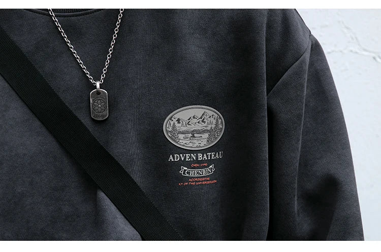 Gray Color Mountain Valley Design Sweater , - Streetwear Sweater - Slick Street