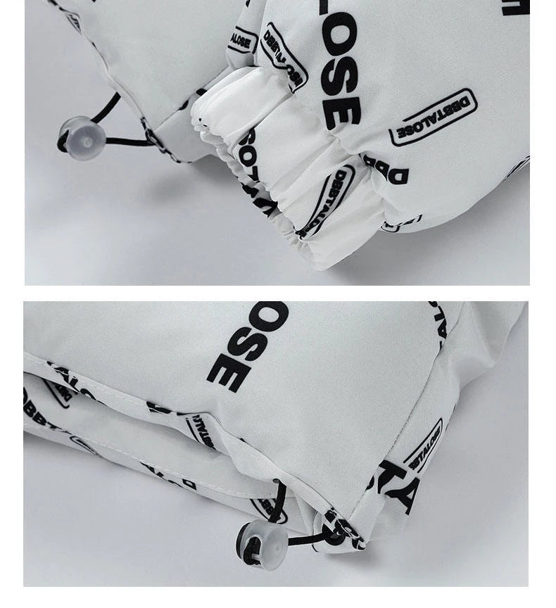 Writing Style Two Tone Zipper Padded Jacket ,  - Streetwear Jacket - Slick Street