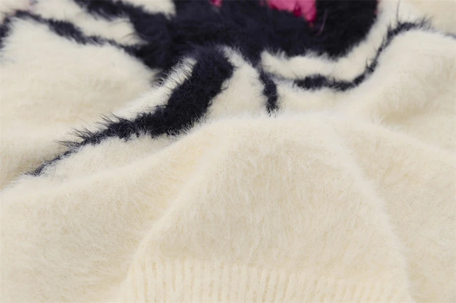 Star Spider Web Knitted Sweater , - Streetwear Sweater - Slick Street