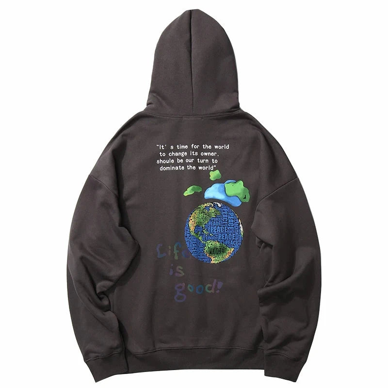 Life Is Good Global Peace Pullover Hoodie ,  - Streetwear Hoodie - Slick Street