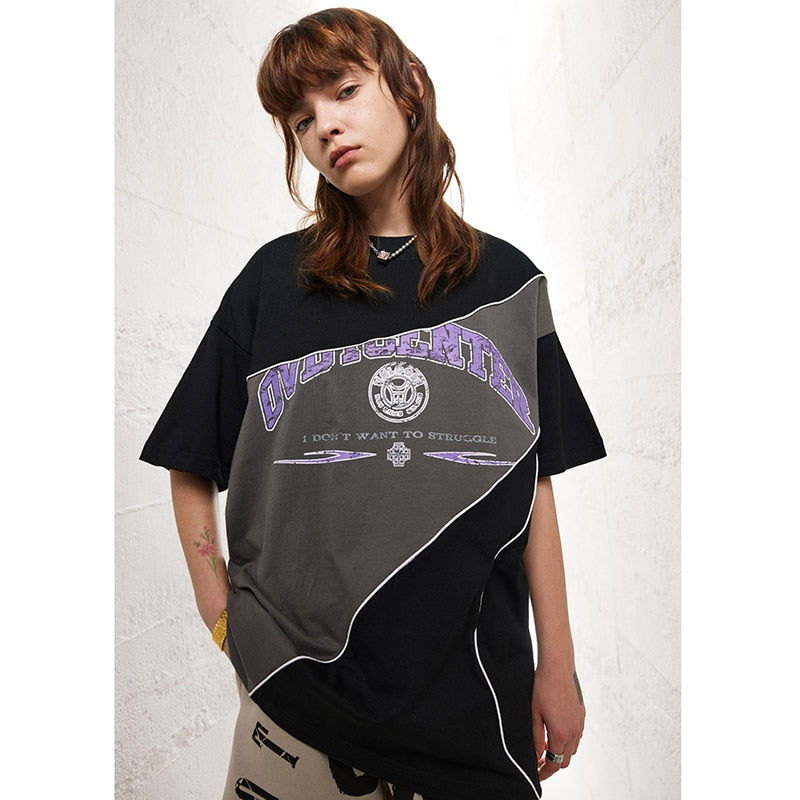Don't Want To Struggle Patchwork T-Shirt , - Streetwear T-Shirts - Slick Street