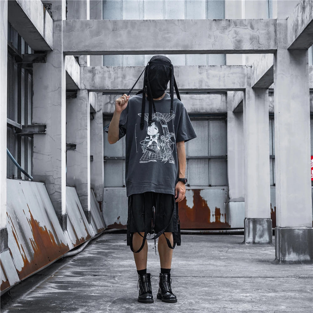 Streetwear Robotic Anime Girl Loose T-Shirt ,  - Streetwear T-Shirt - Slick Street