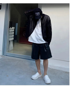 Hollow Knitted Cardigan Long Sleeve Hooded ,  - Streetwear Hoodie - Slick Street