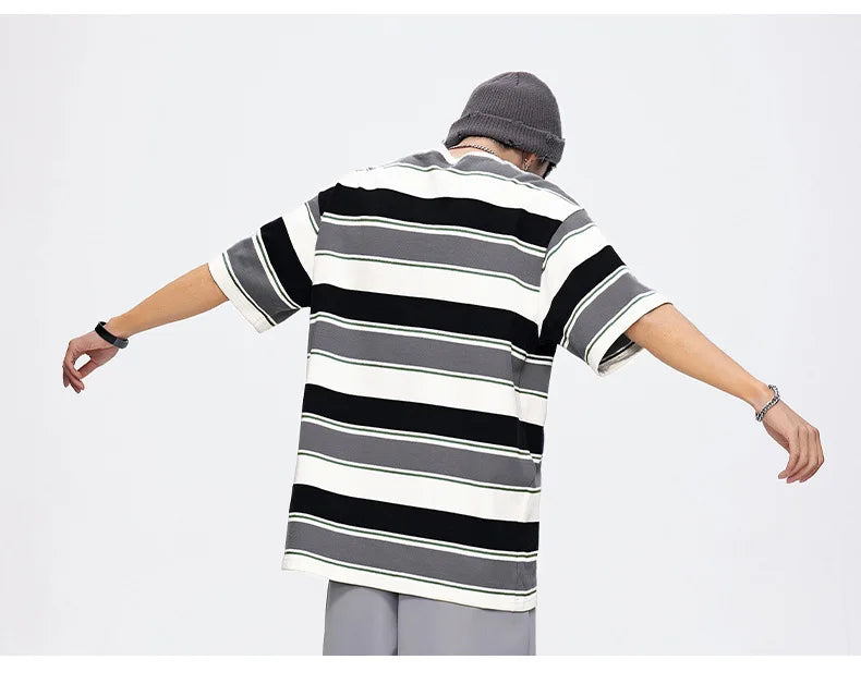 SQ2 Multi Striped Color Loose T-Shirt , - Streetwear T-Shirts - Slick Street