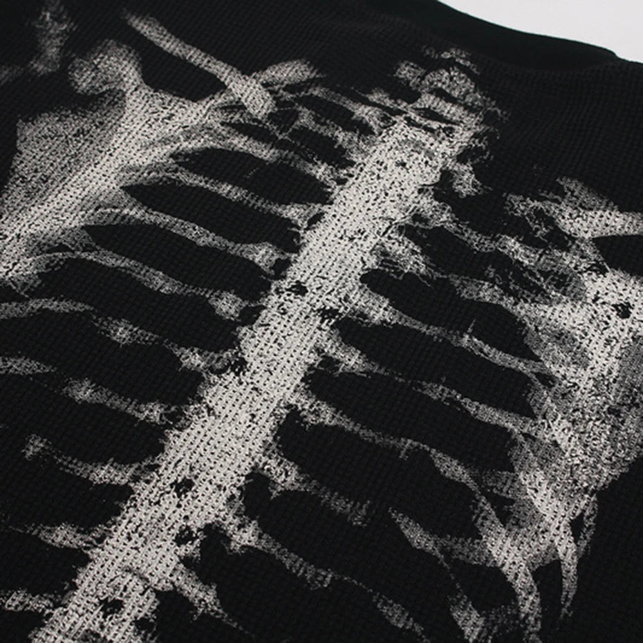 Skeleton B-Heart Graphic Sweatshirt , - Streetwear Sweatshirts - Slick Street