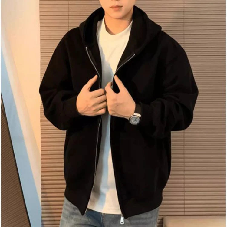 Plain Color Double Zipper Hoodie , - Streetwear Hoodie - Slick Street