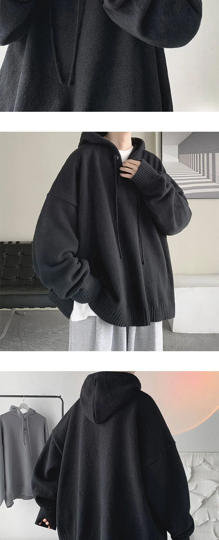 Solid Color Knitwear Pullover Hoodie ,  - Streetwear Hoodie - Slick Street