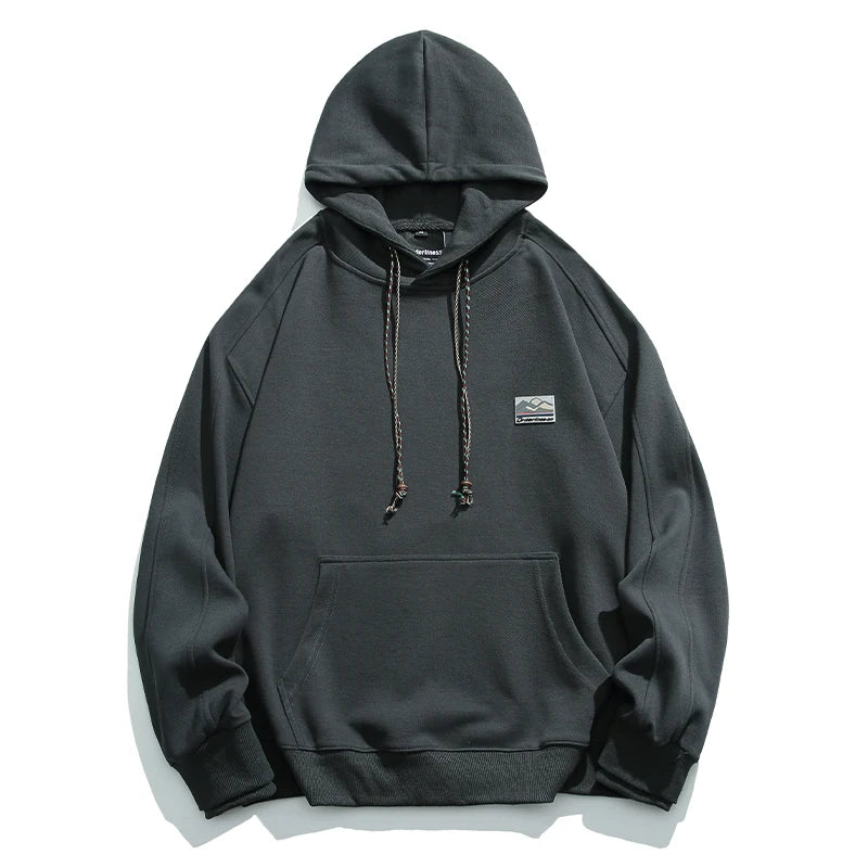 Plain Color Sunset Patchwork Hoodie Dark Gray, XS - Streetwear Hoodie - Slick Street