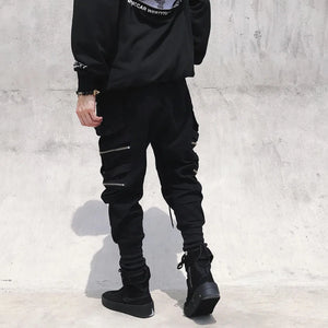 Ebony Black Multi-Zipper Pants , - Streetwear Pants - Slick Street