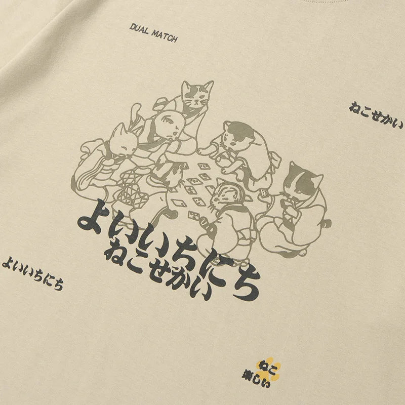 Dual Match Cats Playing Cards T-Shirt , - Streetwear T-Shirts - Slick Street