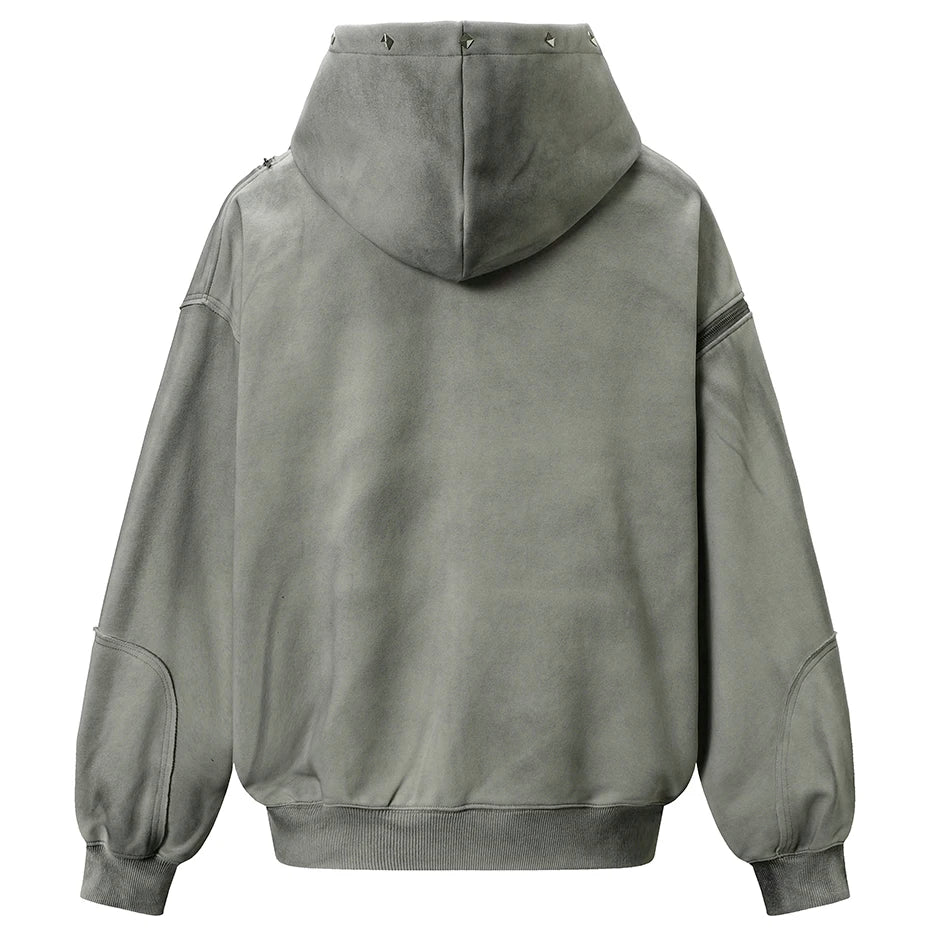 T2 Rivet Zipper Hoodie , - Streetwear Hoodie - Slick Street