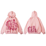 We V Cartoon Sketch Hoodie Pink, XXS - Streetwear Hoodie - Slick Street
