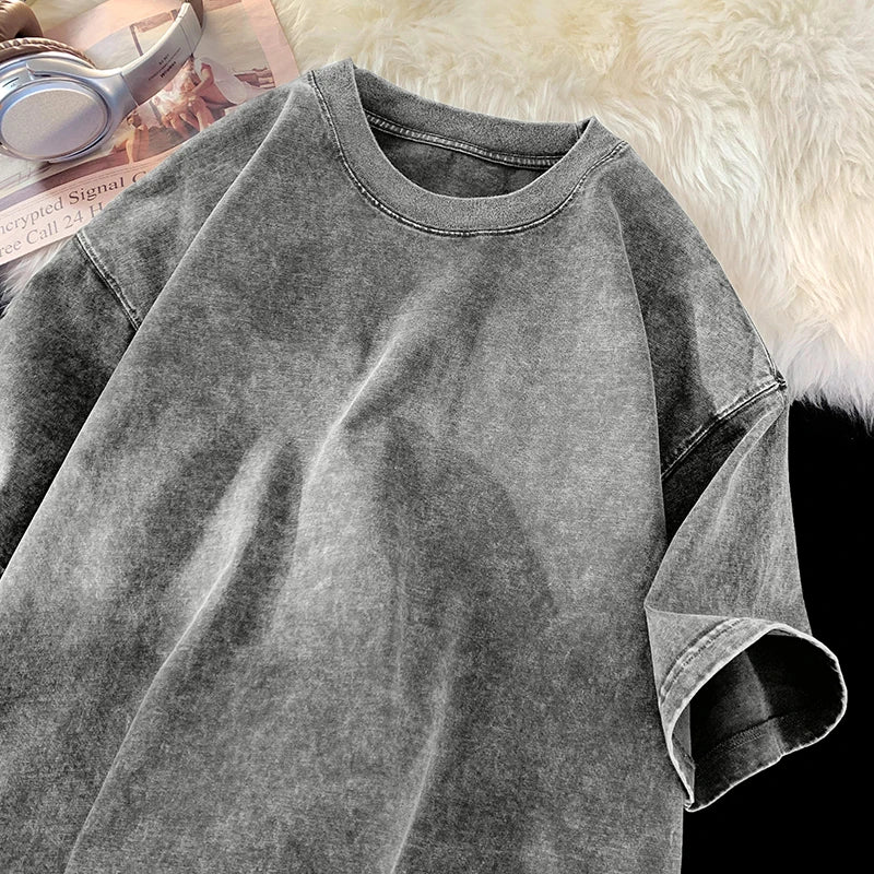 Gothic Washed Smoky Style T-Shirt Gray, XS - Streetwear T-Shirt - Slick Street