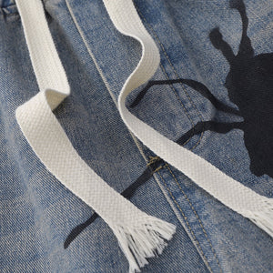 Tarantula Spider Graphic Denim Shorts ,  - Streetwear Shorts - Slick Street