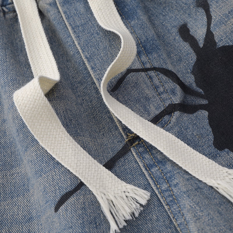 Tarantula Spider Graphic Denim Shorts ,  - Streetwear Shorts - Slick Street